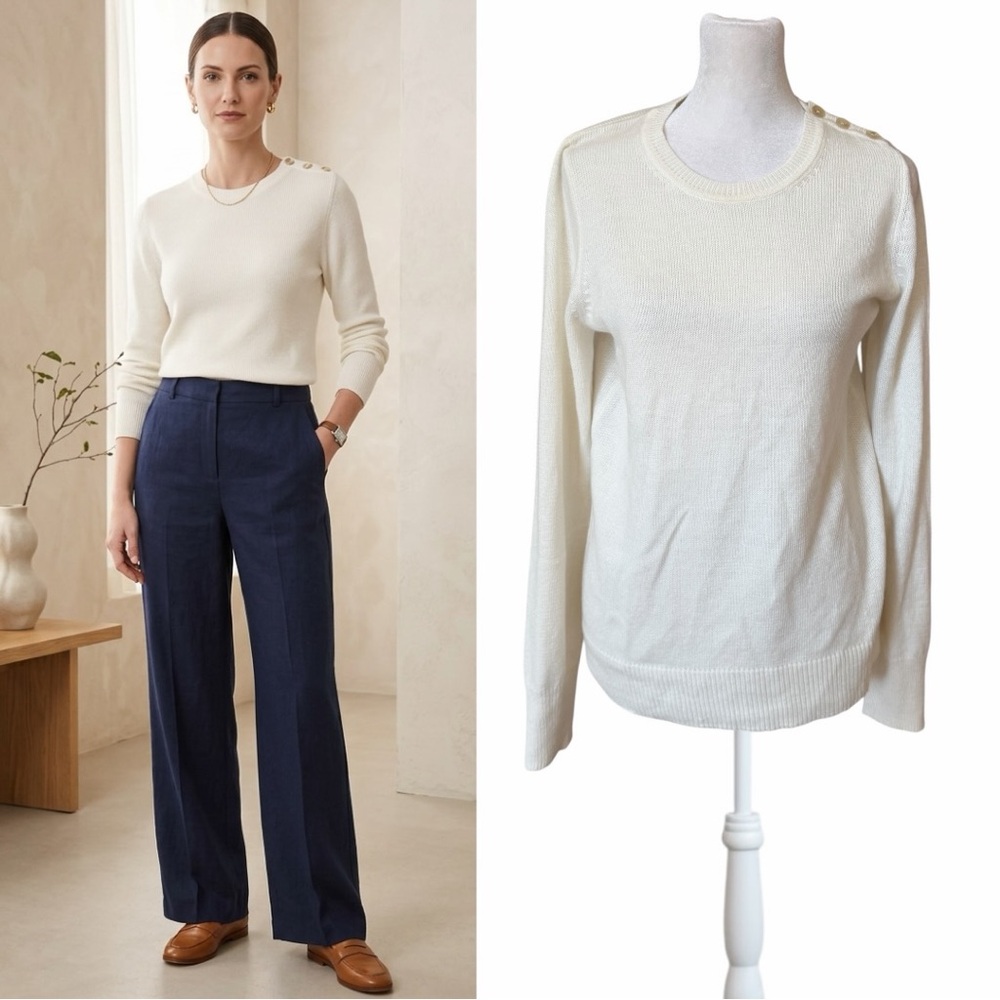 Y2K GAP LUXE Ivory Angora Blend Crewneck Sweater Size Small